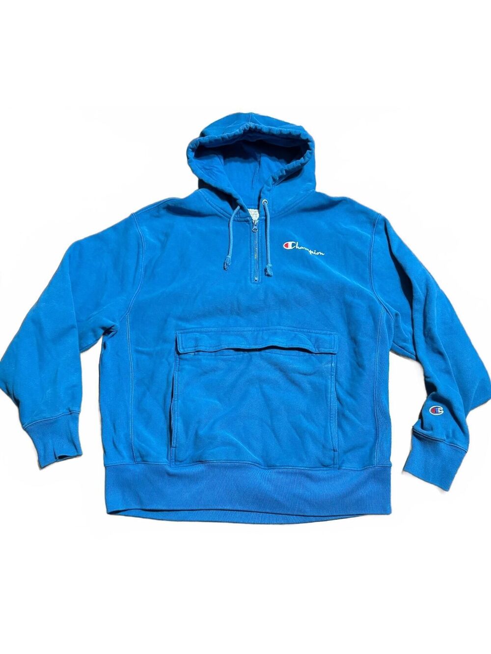 Champion Mens Reverse Weave 1/4 Zip Anorak Hoodie XL Sweatshirt Kaangaroo